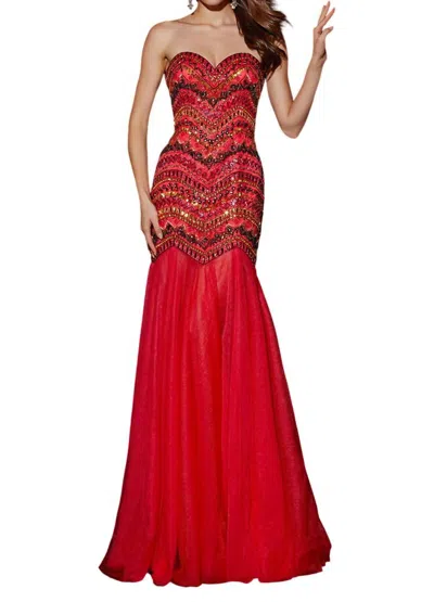 Angela & Alison Sweetheart Prom Dress In Watermelon Mult In Multi