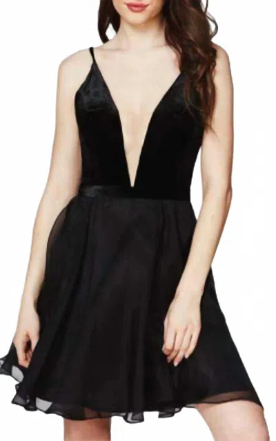 Angela & Alison Velvet Dress In Black