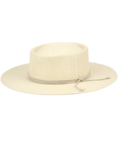 Angela & William Light Boater Gamble Porkpie Derby Fedora Sun Hat In Neutral