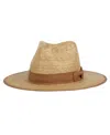 Angela & William Palm Braid Wide Brim Panama Fedora Sun Hat With Grosgrain Band In Natural