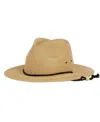 Angela & William Panama Straw Fedora Sun Hat With Chin Cord In Natural