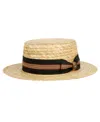 Angela & William Wheat Straw Skimmer Boater Hat In Natural