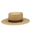 Angela & William Wide Flat Brim Straw Pork Pie Hat In Natural