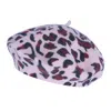 Angela & William Women's French Leopard Print Wool Beret Hat In Pink