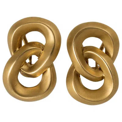 Pre-owned Angela Cummings 18 Karat Brushed Gold Interlocking Figure 8 Clip Earrings In Multi