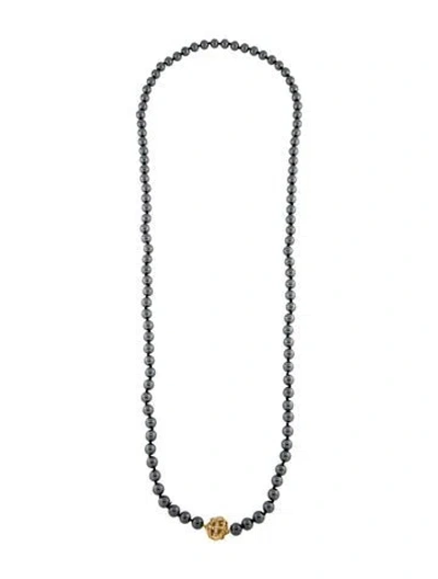 Pre-owned Angela Cummings 18k Hematite & Diamond Bead Strand Necklace, 36.5" In Multi