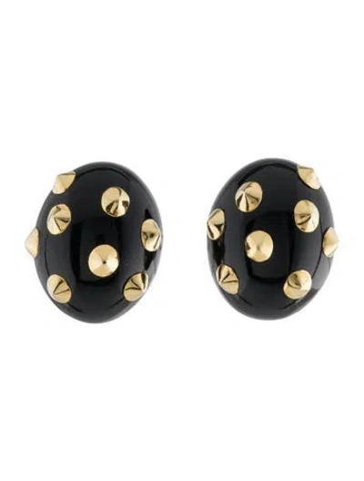 Pre-owned Angela Cummings 18k Nephrite Spike Clip On Earrings In Multi