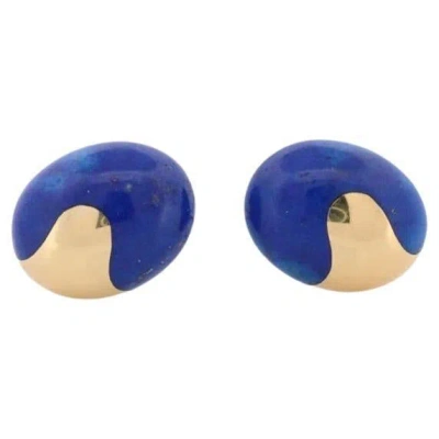 Pre-owned Angela Cummings 18k Tiffany And Co.  Earrings. 18k Yellow Gold Lapis Lazuli