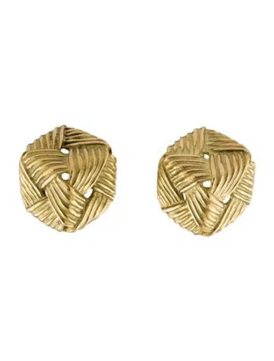 Pre-owned Angela Cummings 18k Vintage Basketweave Earclip Earrings In Multi