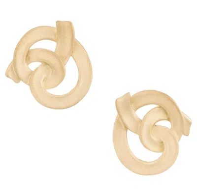 Pre-owned Angela Cummings 18k Yellow Gold Textured Knot Lever Back Clip Post Earrings