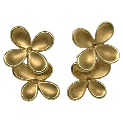 Pre-owned Angela Cummings 18k Yg Flower Clip On Earrings In Multi