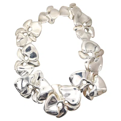 Pre-owned Angela Cummings 1984 Sculptural Multi-orchids Necklace In .925 Sterling Silver In Purple