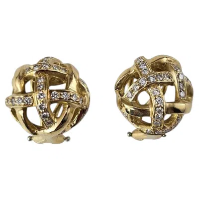 Pre-owned Angela Cummings 1985  18k Yellow Gold Diamond Knot Earrings #25685