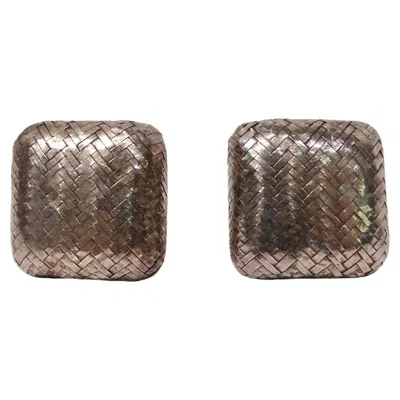 Pre-owned Angela Cummings 1985  Sterling Silver Woven Square Earrings In Multi