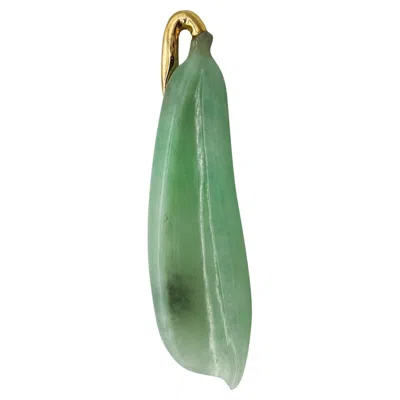 Pre-owned Angela Cummings 1985 Bean Shaped Pendant Brooch In 18kt Yellow Gold With Jadeite