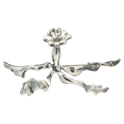 Pre-owned Angela Cummings 1986 Silver Large Orchid Flower Floral Large Pin Brooch In Purple