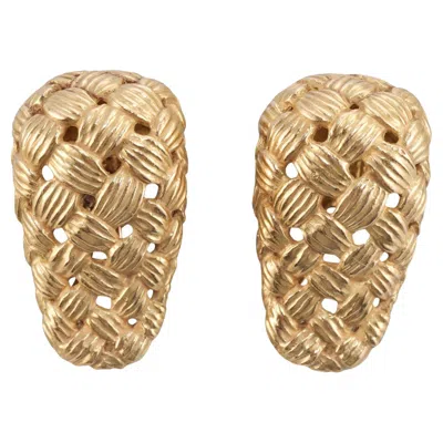 Pre-owned Angela Cummings 1987 Gold Basketweave Earrings In Multi