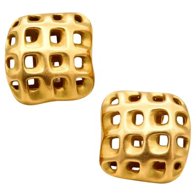 Pre-owned Angela Cummings 1987 New York Studios Perforations Earrings In Solid 18kt Gold In Multi