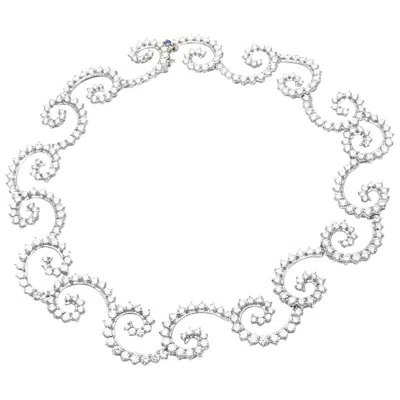 Pre-owned Angela Cummings 34 Carat Diamond Swirl Platinum Necklace In Multi