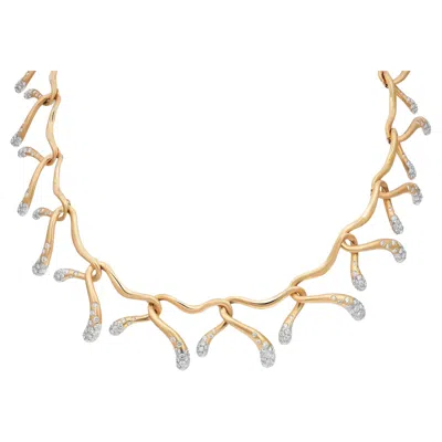 Pre-owned Angela Cummings Diamond Assael Open Link Necklace 18k Yellow Gold 9.73cttw