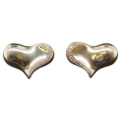 Pre-owned Angela Cummings Estate  18k Gold And Diamond Heart Earrings - Vhk#983 In Multi