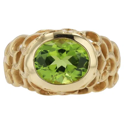 Pre-owned Angela Cummings Estate  2.50 Carat Peridot 18k Gold Cocktail Ring In Multi