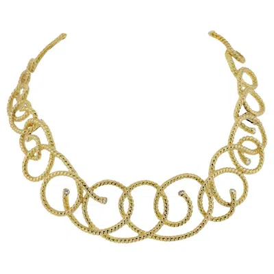 Pre-owned Angela Cummings Estate  Bold 18k Gold Diamond Braided Collar Necklace In Multi