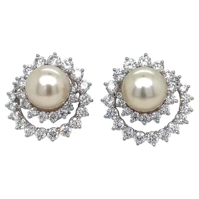Pre-owned Angela Cummings For Assael Diamond Pearl Ear Clips In Multi