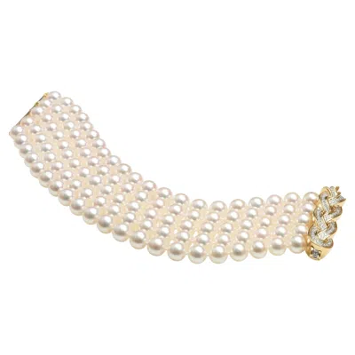 Pre-owned Angela Cummings For Assael Vintage 5 Row Akoya Pearl Bracelet, 7.5 - 8mm In Multiple