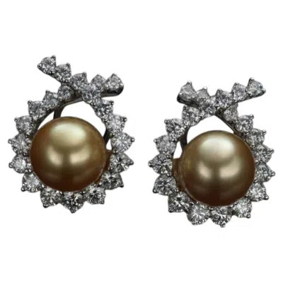 Pre-owned Angela Cummings For Assael Vintage Crisscross Golden South Sea Pearl Earrings In Multiple