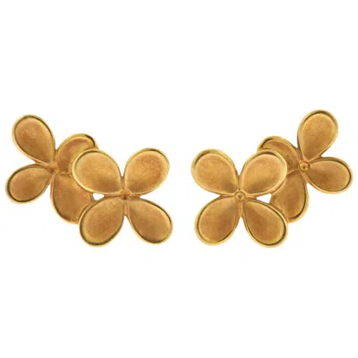 Pre-owned Angela Cummings Gold Flower Earrings In Multi
