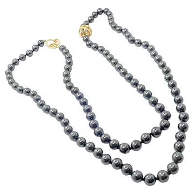 Pre-owned Angela Cummings Hematite Bead Yellow Gold Necklace
