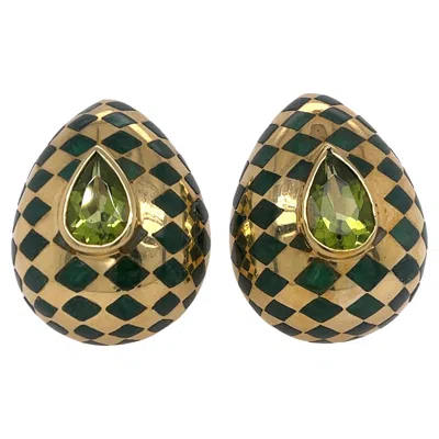 Pre-owned Angela Cummings Jade And Peridot Earrings In Green