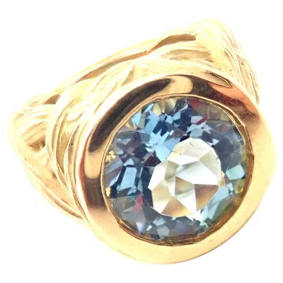 Pre-owned Angela Cummings Large Aquamarine Yellow Gold Ring