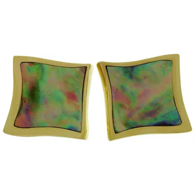 Pre-owned Angela Cummings Paula Shell 18 Karat Yellow Gold Earrings