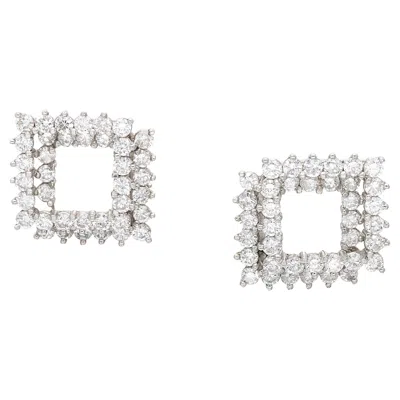 Pre-owned Angela Cummings Platinum And Diamond Ear Clips In Multi