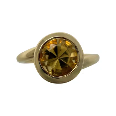 Pre-owned Angela Cummings Rare Vintage  1986 Yellow Orange Citrine Round Cut 18k Gold Ring