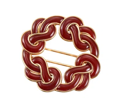 Pre-owned Angela Cummings Sailor's Knot Carnelian Yellow Gold Brooch