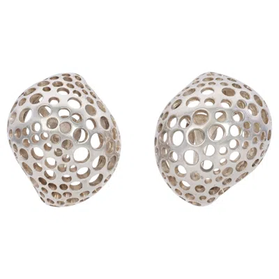 Pre-owned Angela Cummings Sterling Silver Perforations Clip-on Earrings, 1991 In Multiple