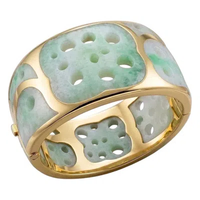 Pre-owned Angela Cummings Tiffany & Co. 1970s  Lotus Root Bangle In 18kt Jade In Green