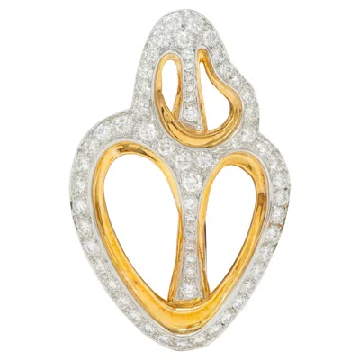 Pre-owned Angela Cummings Tiffany & Co. 1980 Diamond Platinum 18k Vintage Seashell Brooch In Multi
