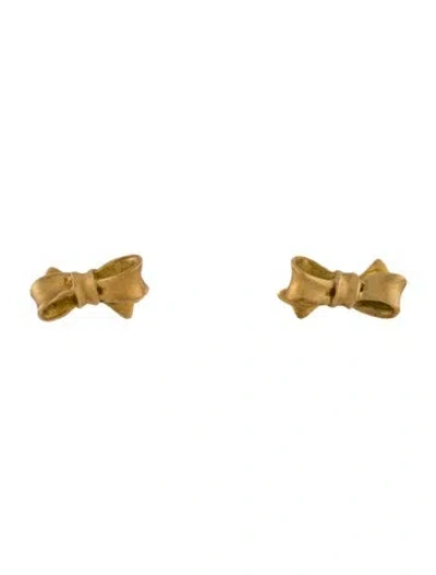 Pre-owned Angela Cummings Vintage 18k Bow Stud Earrings In Multi