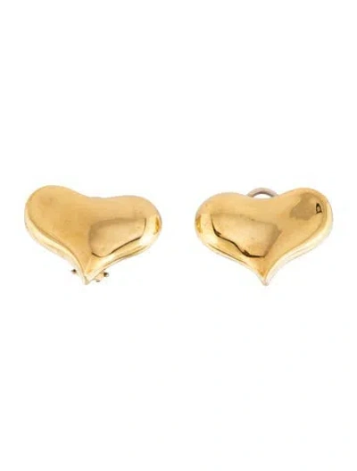 Pre-owned Angela Cummings Vintage 18k Heart Clip-on Earrings In Multicolor