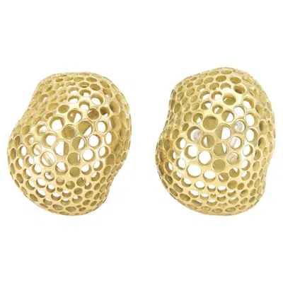 Pre-owned Angela Cummings Vintage 1980s  Gold Studios Perforations Free Form Earrings In Multi