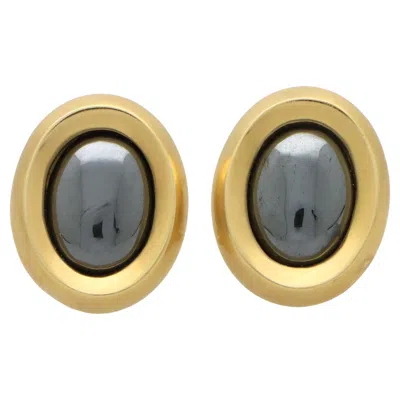 Pre-owned Angela Cummings Vintage  Retro Hematite And Yellow Gold Earrings