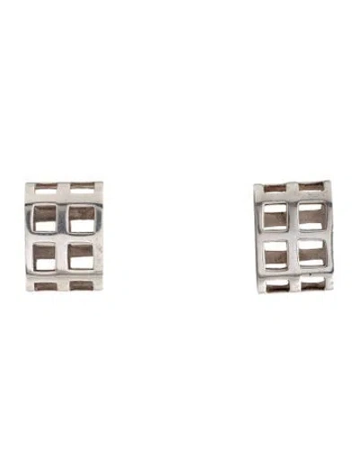 Pre-owned Angela Cummings Vintage Geometric Open Square Ear Clip Earrings In Multicolor