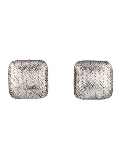 Pre-owned Angela Cummings Vintage Woven Square Clip-on Earrings In Multicolor