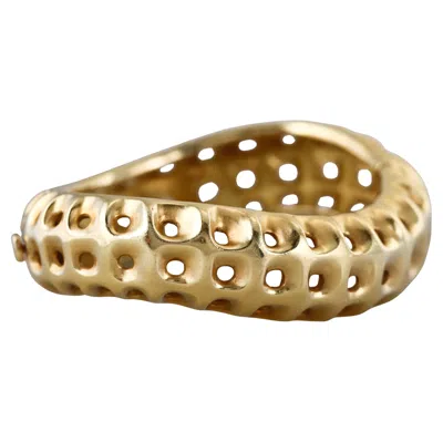 Pre-owned Angela Cummings Yellow Gold Perforated Wave Bangle Bracelet