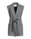 Angela Davis Woman Blazer Grey Size 8 Polyester, Viscose, Elastane In Gray