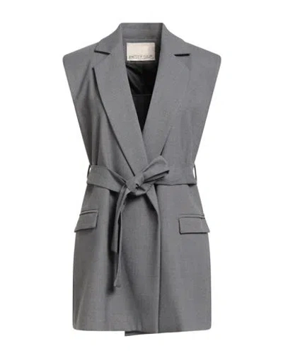 Angela Davis Woman Blazer Grey Size 8 Polyester, Viscose, Elastane In Gray